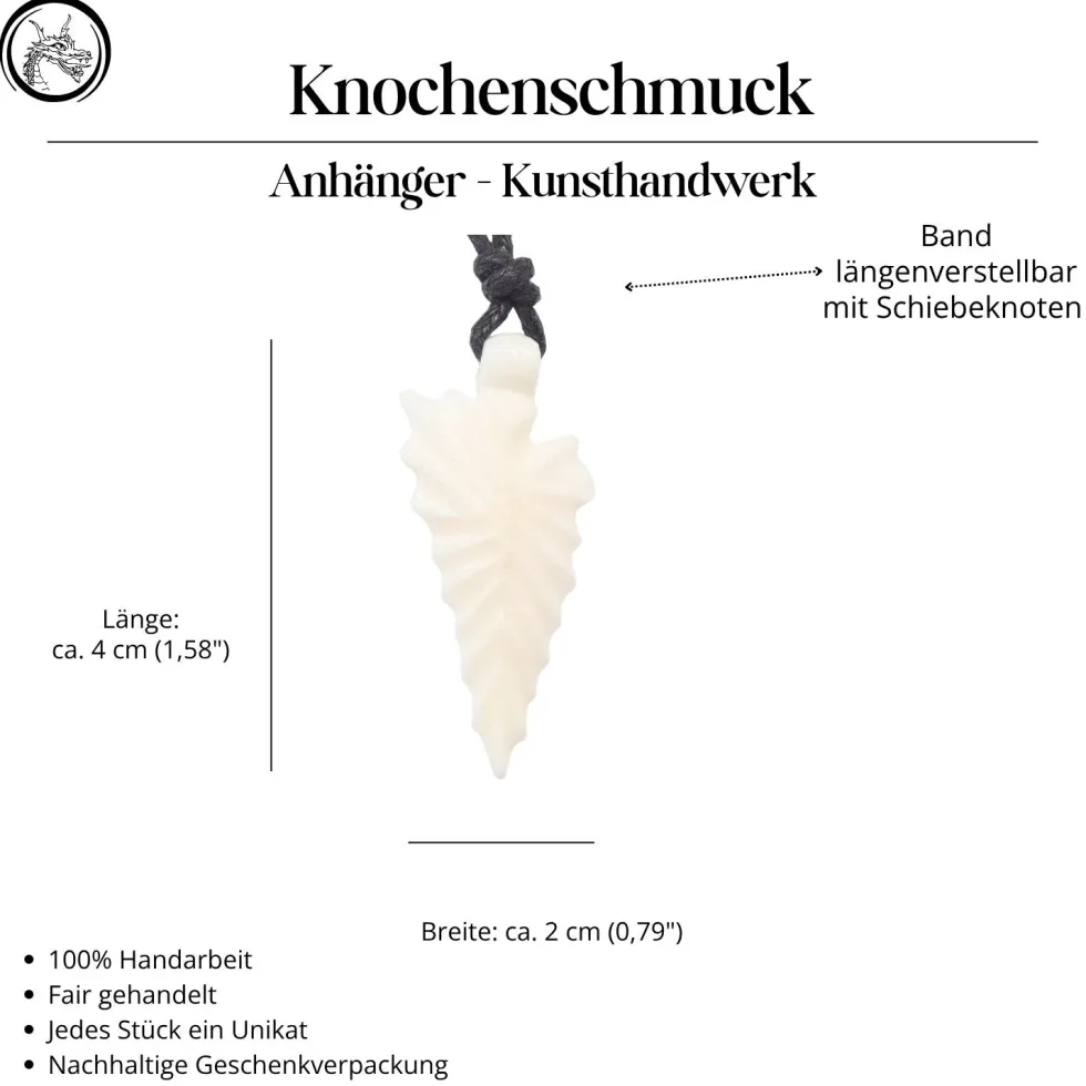 Pfeilspitze Kette Schmuck aus Knochen Anhänger