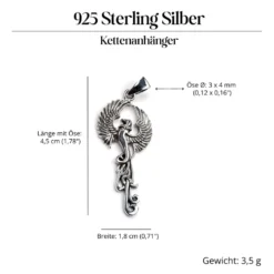 Phoenix Silber Anhänger Schmuck Kettenanhänger 925 Silber Drache