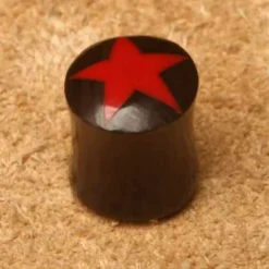 Plug Horn mit Stern rot Ohrpiercing Fleshtunnel