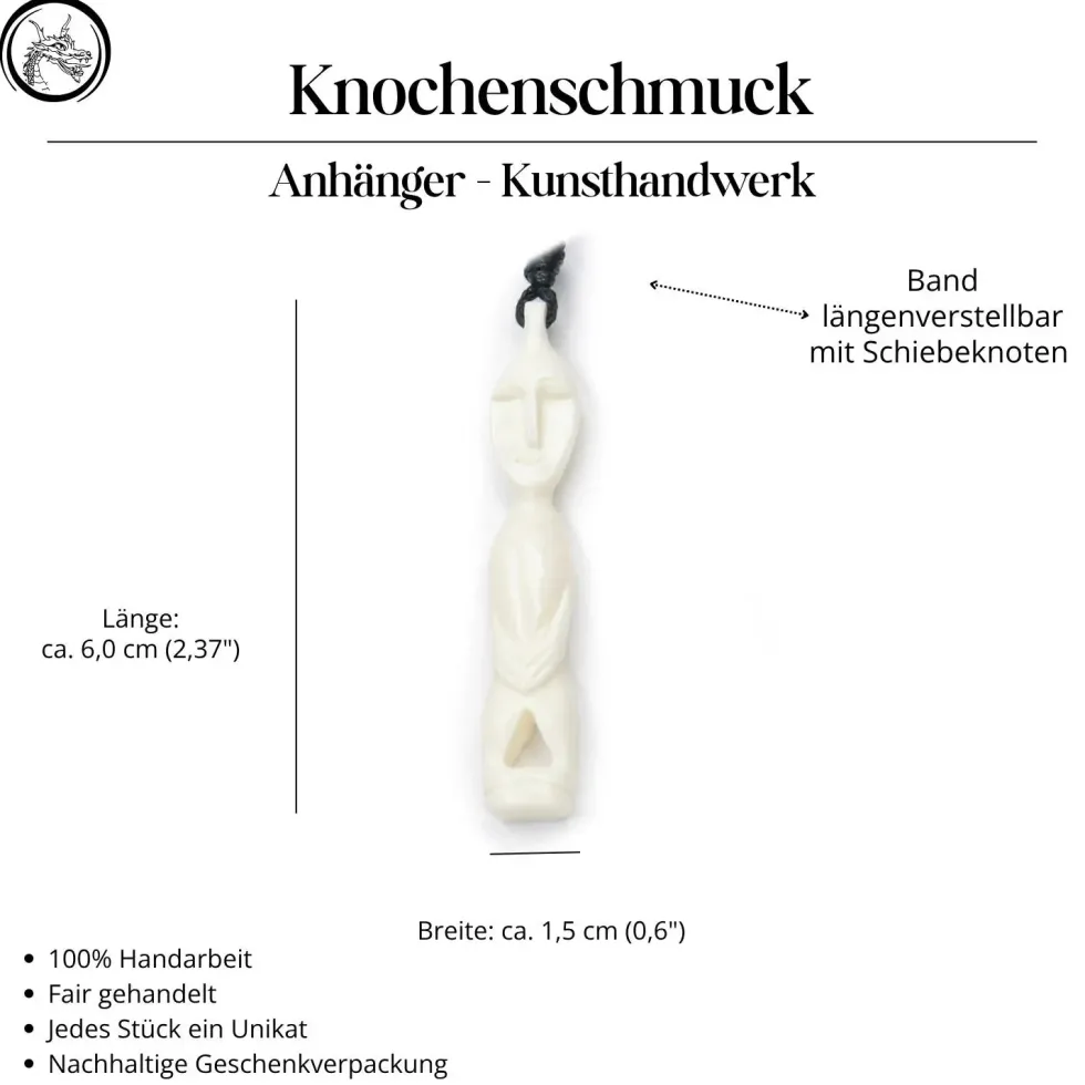 Primitiv Schmuck Anhänger aus Knochen Kette