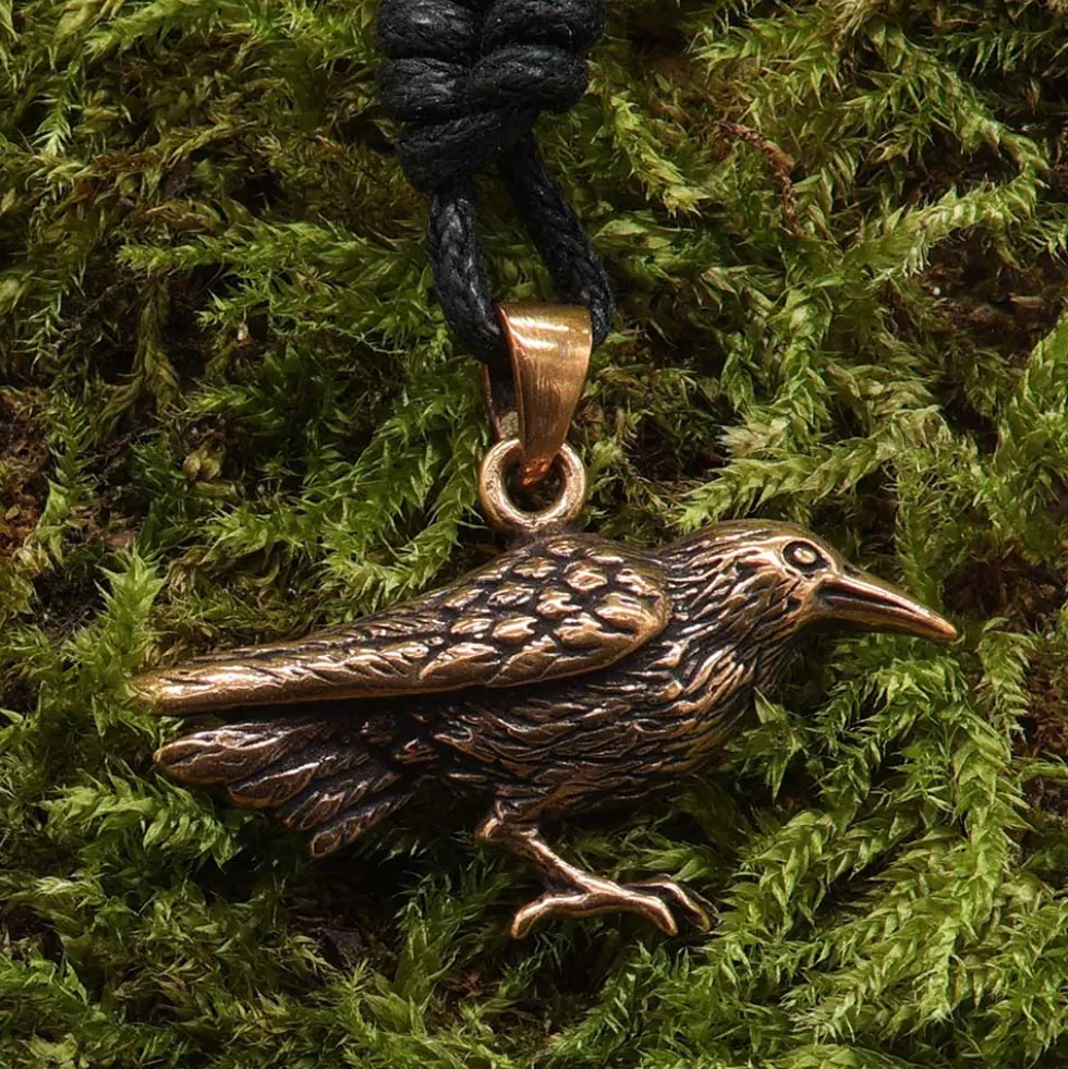 Rabe Anhänger Bronze Kettenanhänger Halskette