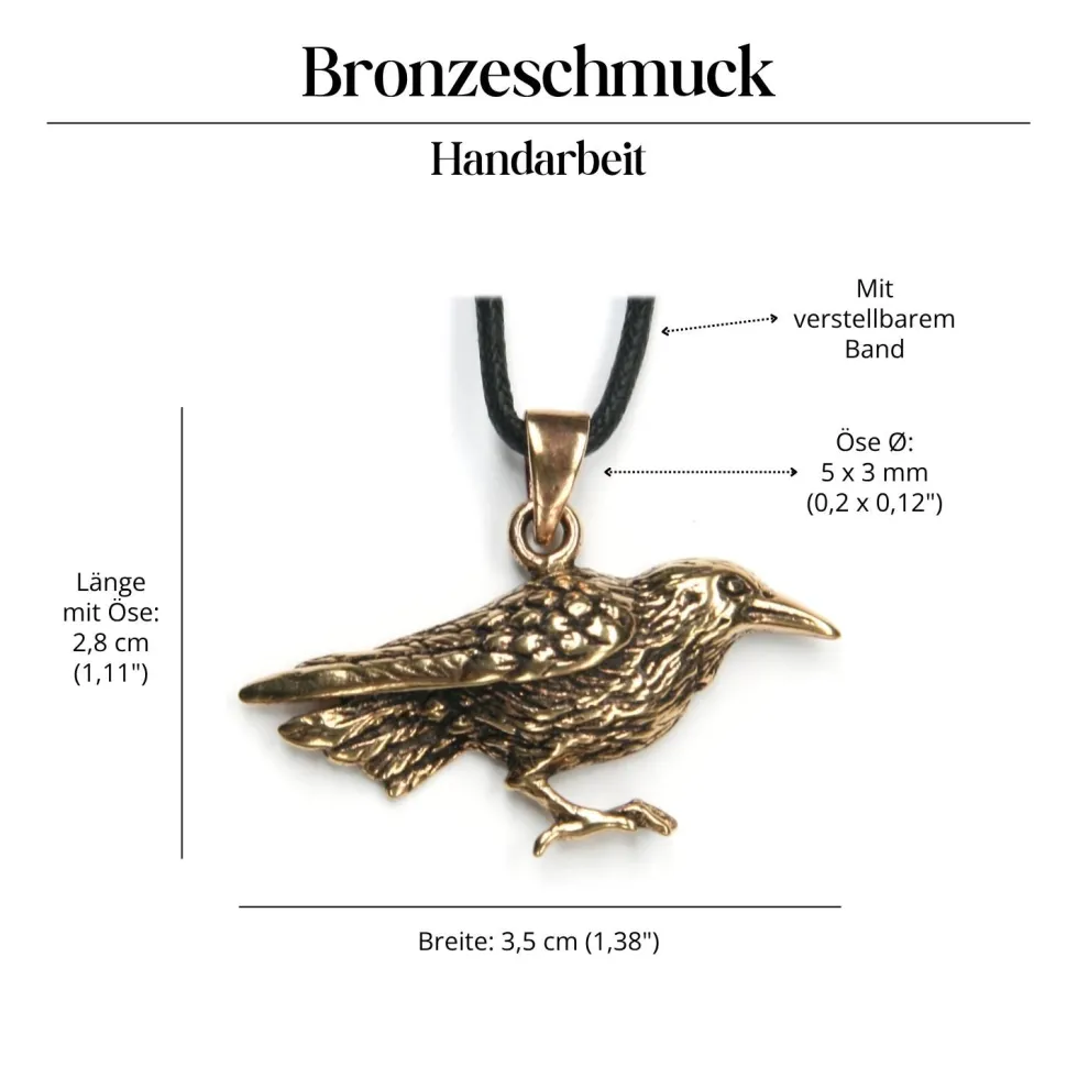Rabe Anhänger Bronze Kettenanhänger Halskette