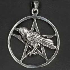 Rabe Anhänger im Pentagramm 925 Silber Schmuck