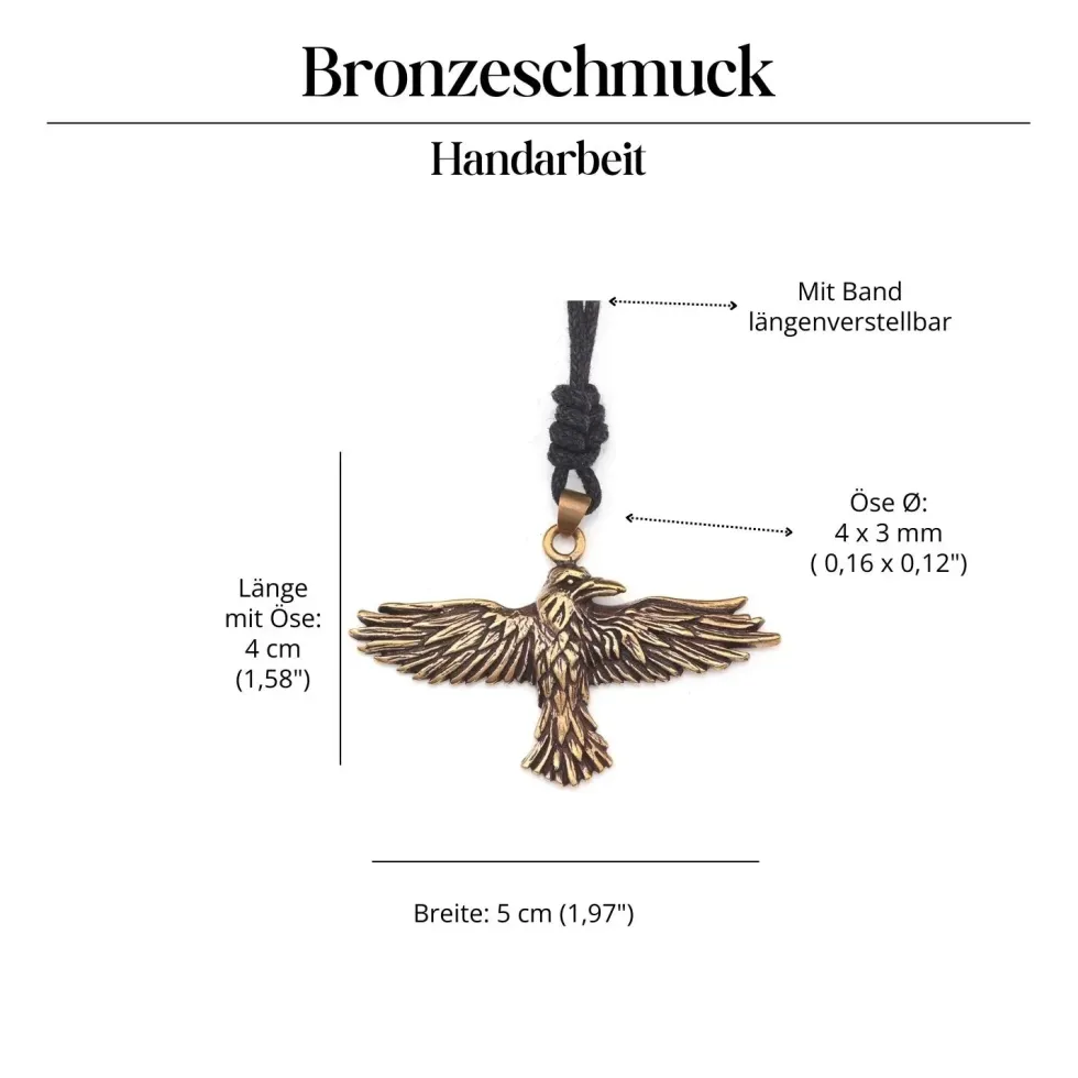 Rabe fliegend Schmuck Bronze Anhänger