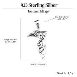 Rabe keltischer Knoten Schmuck 925 Silberschmuck Anhänger
