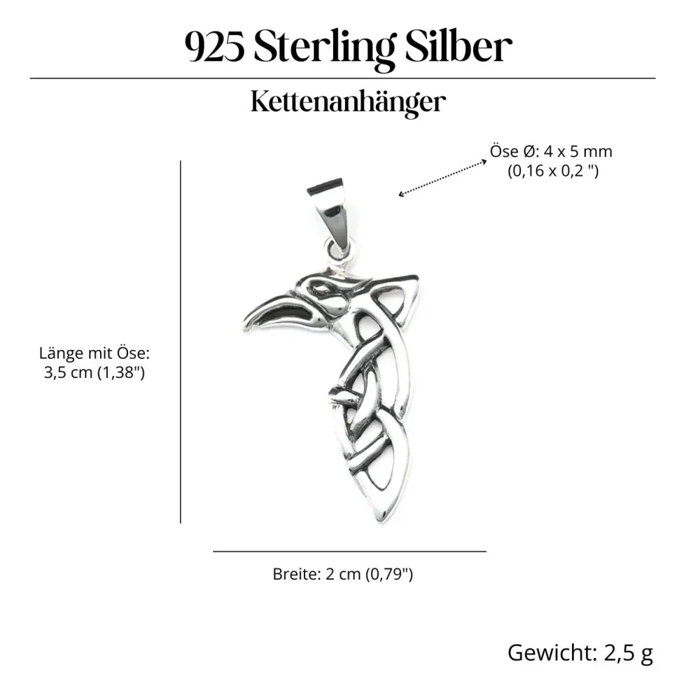 Rabe keltischer Knoten Schmuck 925 Silberschmuck Anhänger