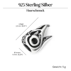 Raben Bartperle 925 Silber Bartschmuck Wikinger