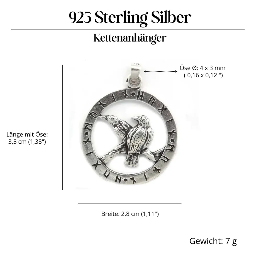 Raben Odins Schmuck Anhänger 925 Silber