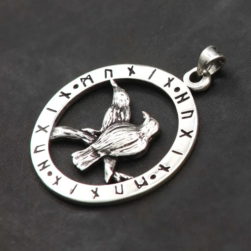 Raben Odins Schmuck Anhänger 925 Silber