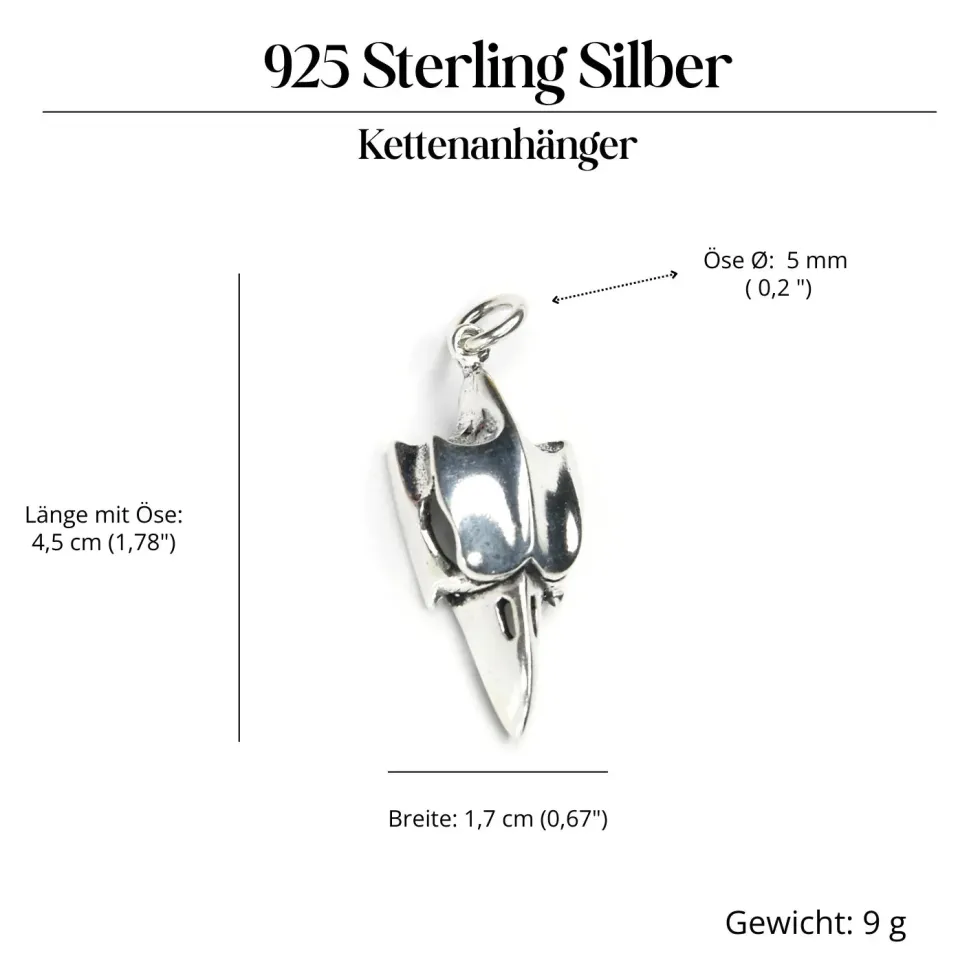 Rabenschädel Silberschmuck Anhänger Gothic 925 Silber