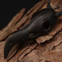 Raben Skull Schädel Holz Schmuck Anhänger