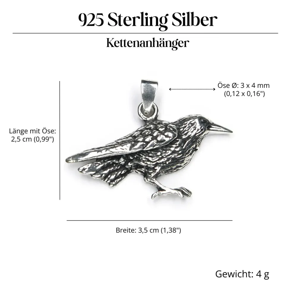 Rabe Schmuck Anhänger aus Silber 925