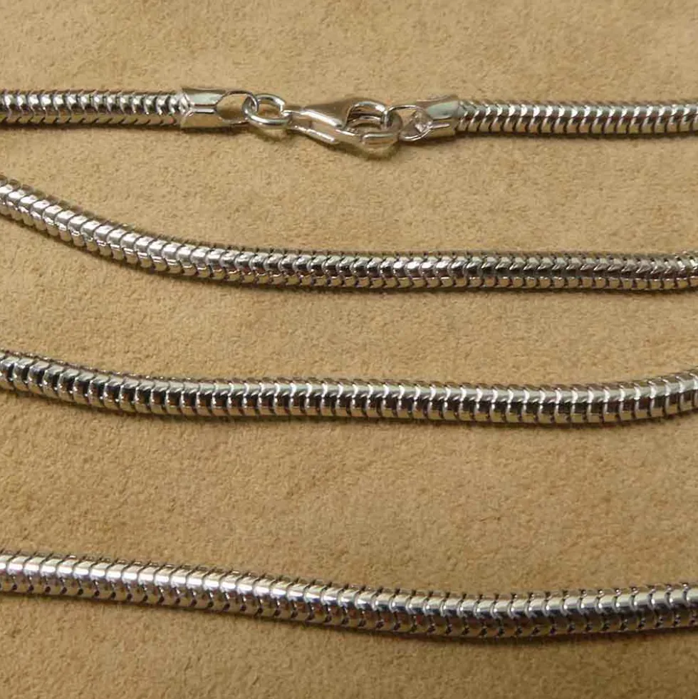 Rhodinierte Echte Schlangen Kette 3 mm Silberkette 925 Silber