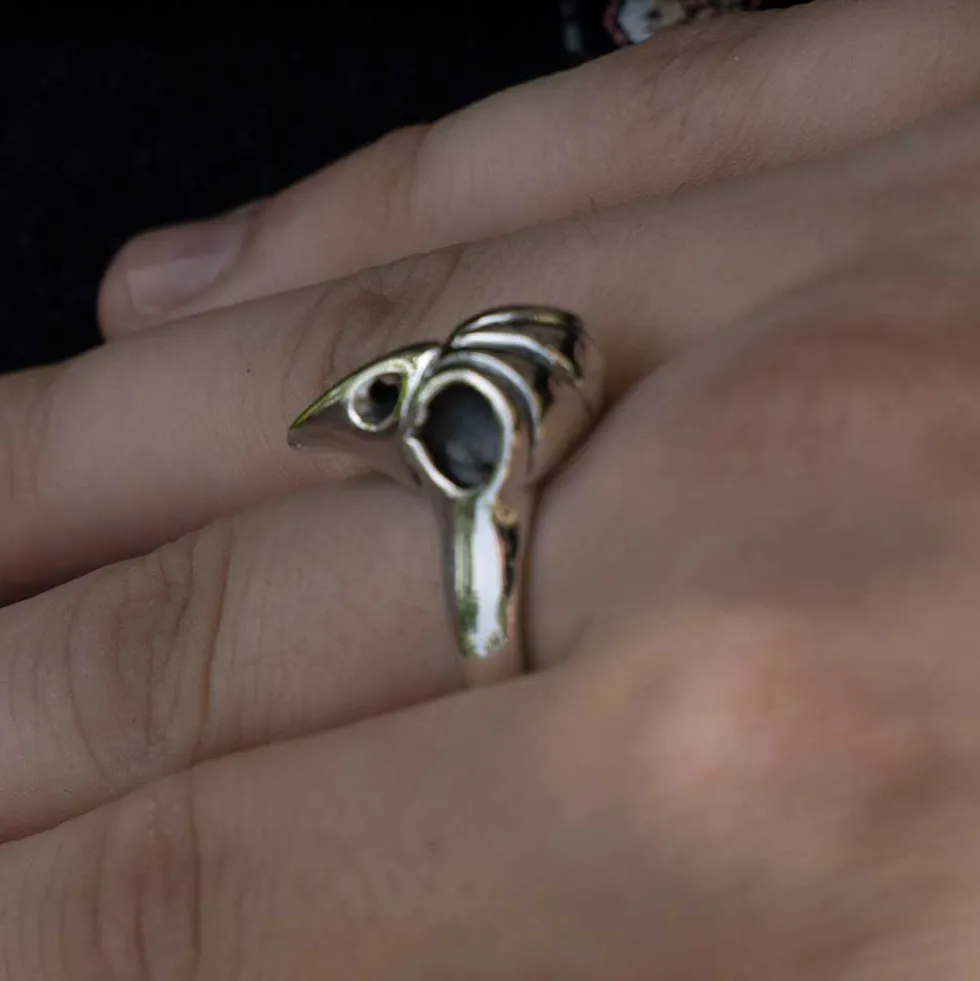 Ring Rabenschädel 925er Silberschmuck Gothic