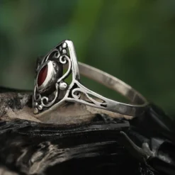 Ring Schmuck feiner Damen Silbering mit Karneol Ornament 925 Silber