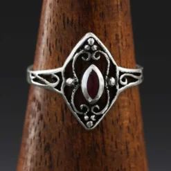 Ring Schmuck feiner Damen Silbering mit Karneol Ornament 925 Silber