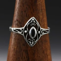 Ring Schmuck feiner Damen Silbering mit Onyx Ornament 925 Silber
