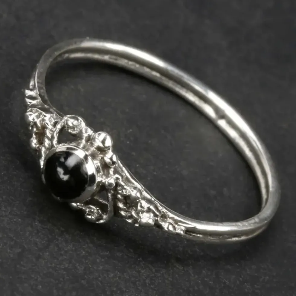 Ring Silber mit Onyx Steinschmuck Frauen Kinder 925 Silber