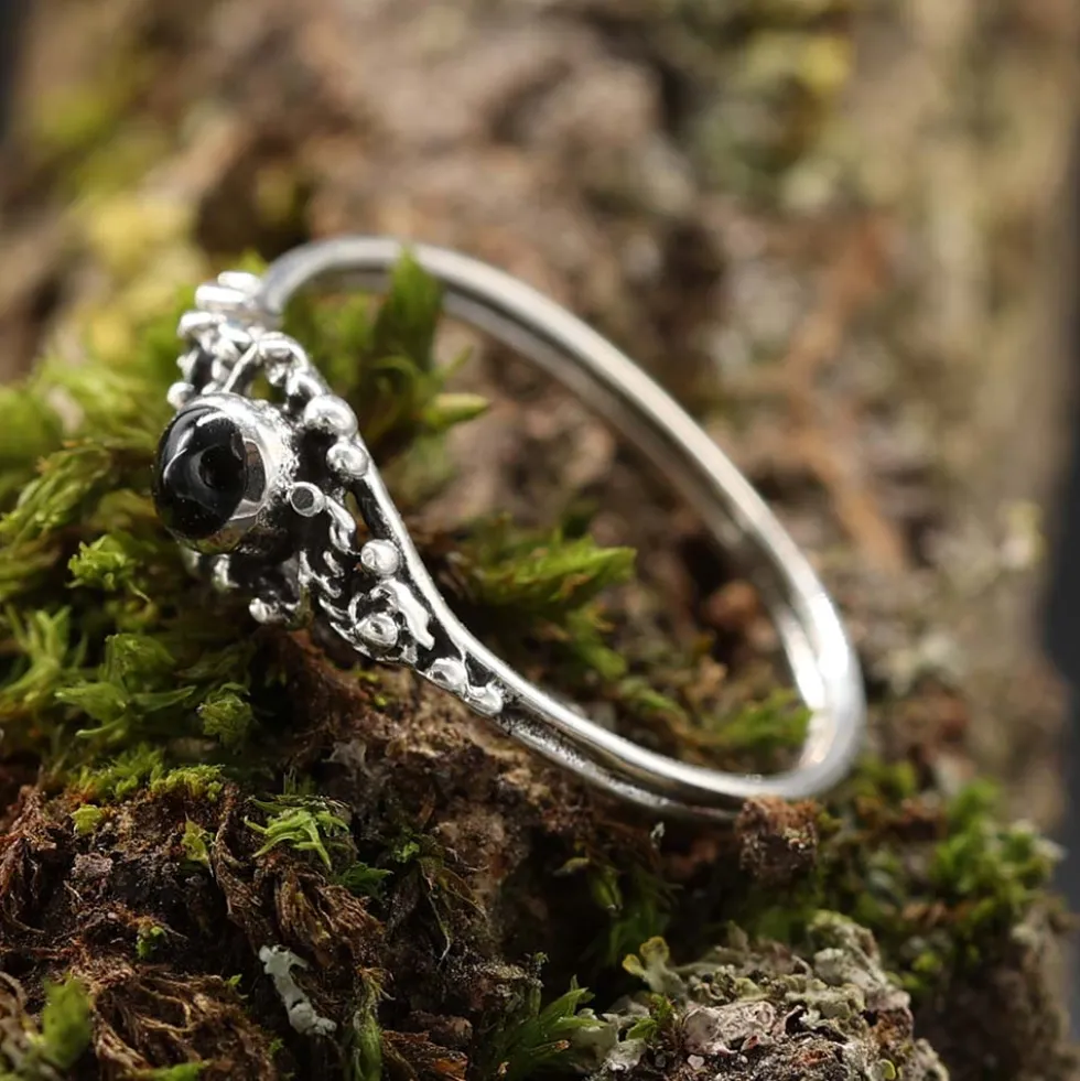 Ring Silber mit Onyx Steinschmuck Frauen Kinder 925 Silber