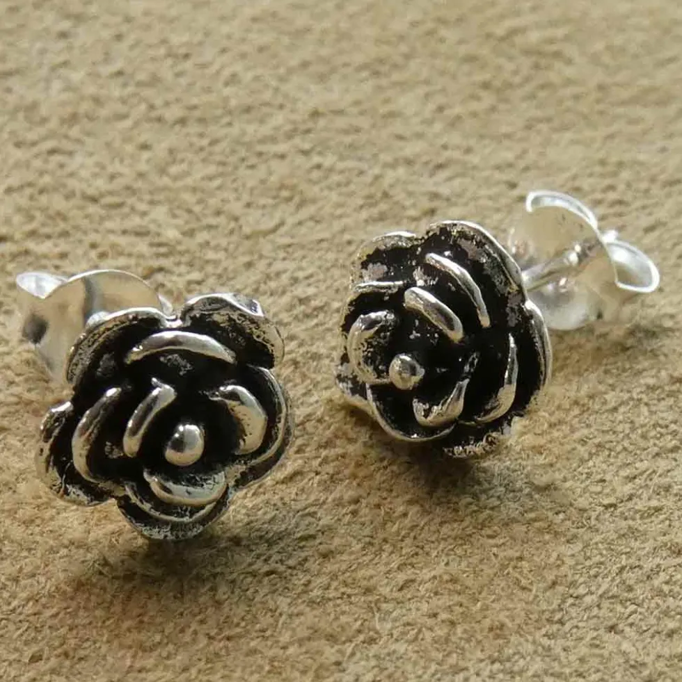 Rose 7mm Ohrstecker 925 Silber Ohrschmuck