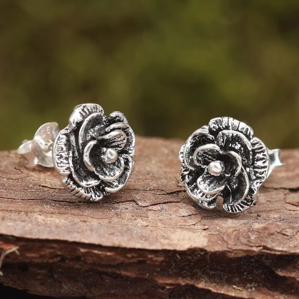 Rose 10mm Ohrstecker Sterlingsilber Ohrschmuck
