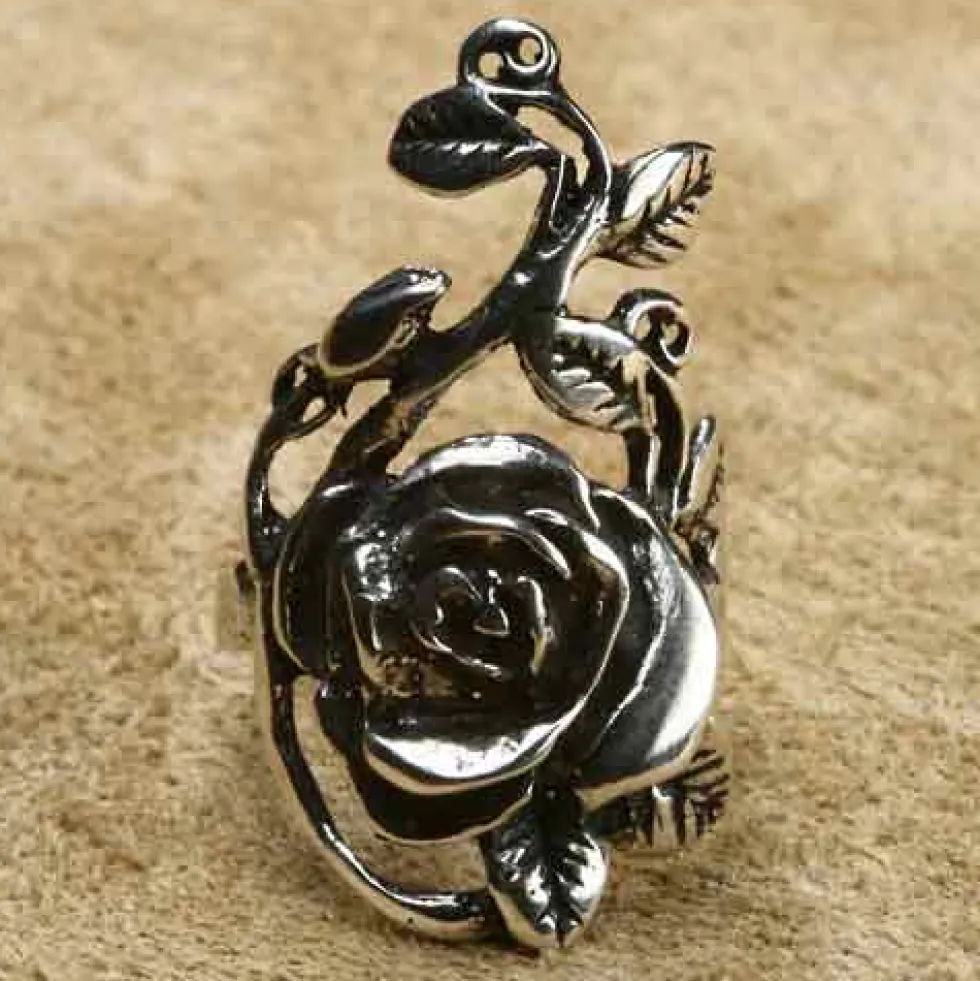 Rosen Ring lange Rose Damen Mädchen Silbering 925 Silber