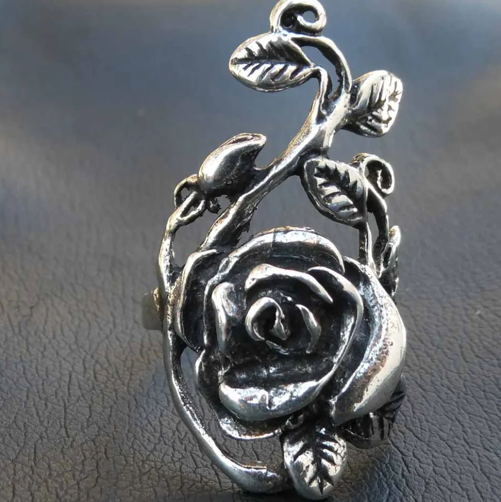 Rosen Ring lange Rose Damen Mädchen Silbering 925 Silber