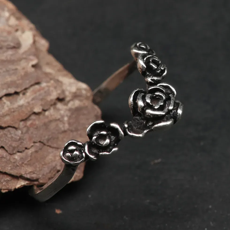 Rosen Ring Schmuck Röschen Silber Damen Kinder Silbering 925 Silber