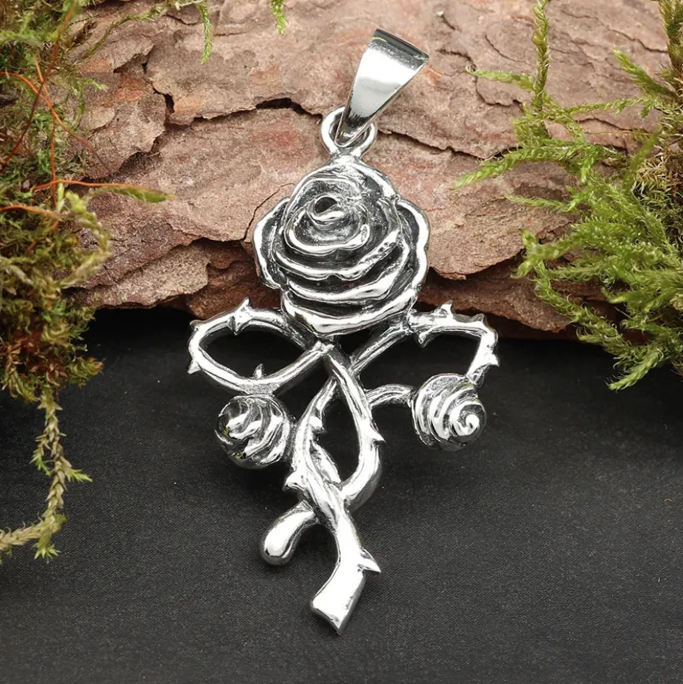 Rose Schmuck Gothic Kettenanhänger 925 Silber