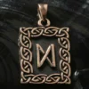 Rune Bronze Schmuck dagaz Anhänger älteres Futhark