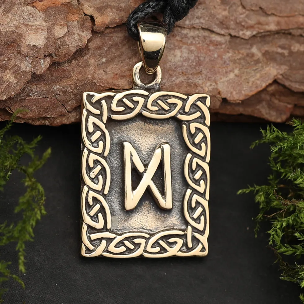 Rune Bronze Schmuck dagaz Anhänger älteres Futhark