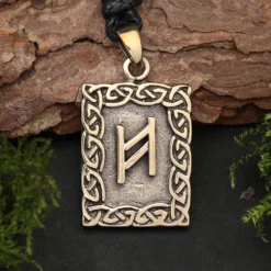 Rune Bronze Schmuck hagalaz Anhänger älteres Futhark