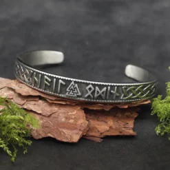 Runen Armreif Edelstahl Wikinger Valknut Armspange Herren