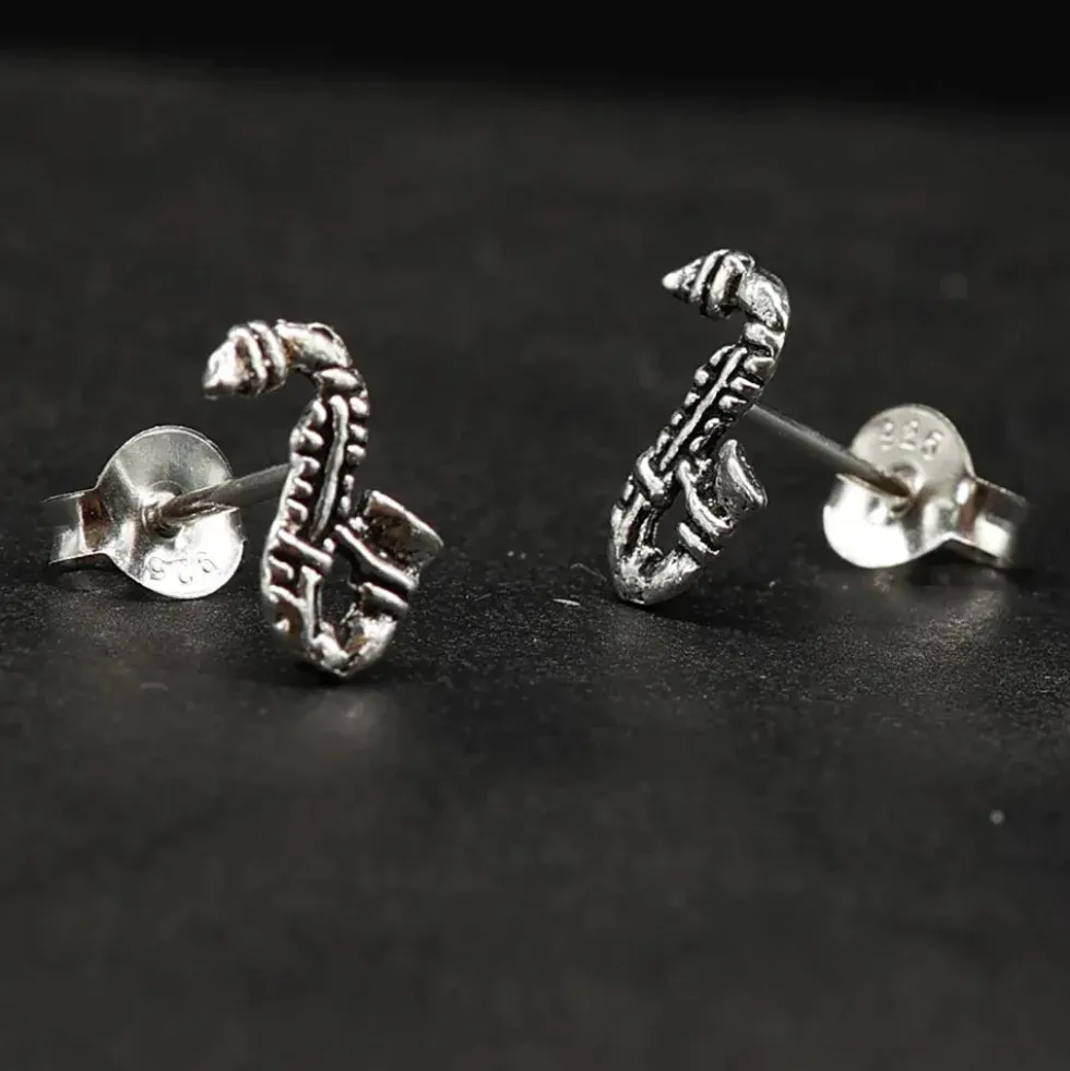 Saxophon Silber Ohrstecker Sterlingsilber Ohrschmuck