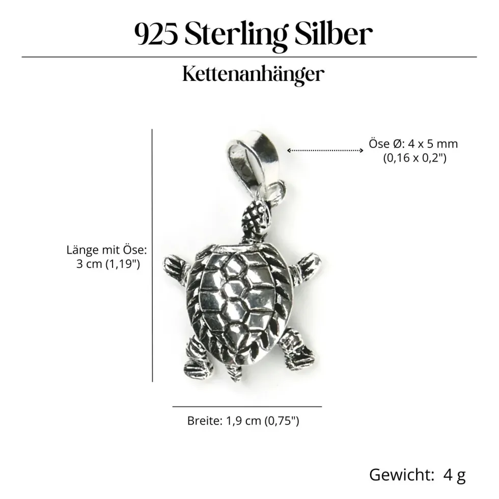 Schildkröte Schmuck Anhänger 925 Silber bewegliche Glieder