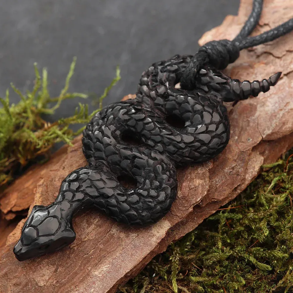 Schlange Hornschmuck Anhänger Kette