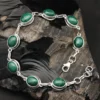 Schlichtes Malachit Armband 925 Silber grüne Steine Edelstein Armschmuck