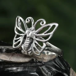 Schmetterling Silbering mit Fach Giftring Schmuck 925 Silber Damen