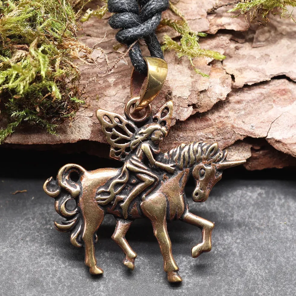 Schmuck Bronze Elfe Einhorn Anhänger