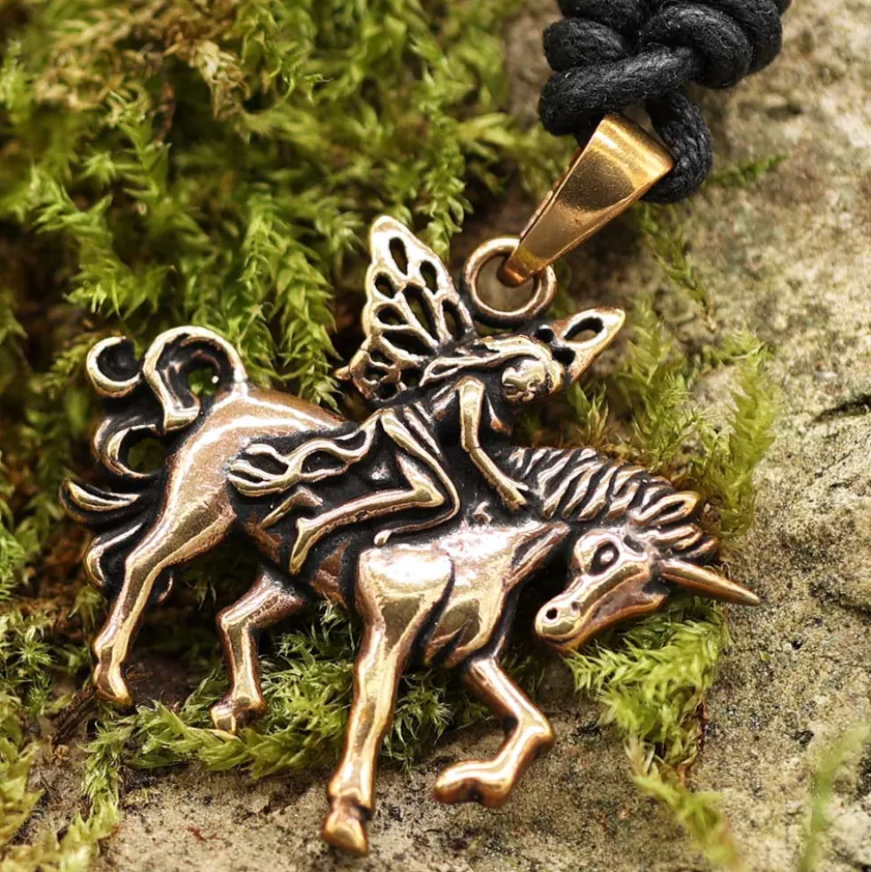 Schmuck Bronze Elfe Einhorn Anhänger