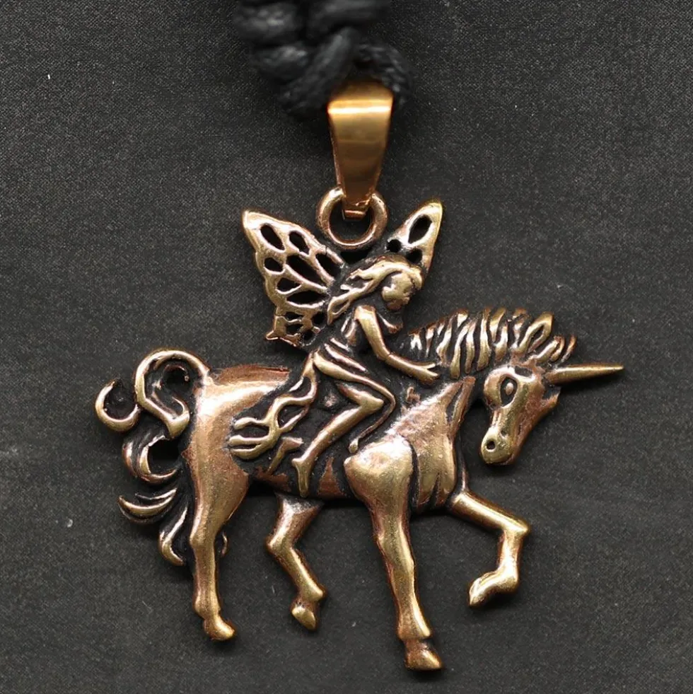 Schmuck Bronze Elfe Einhorn Anhänger