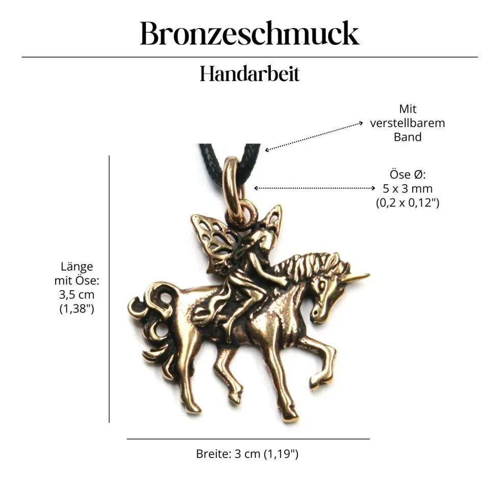 Schmuck Bronze Elfe Einhorn Anhänger
