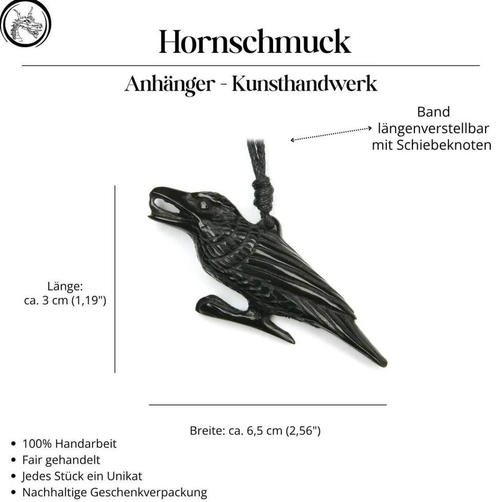 Schmuck Rabe Hornschmuck Kettenanhänger