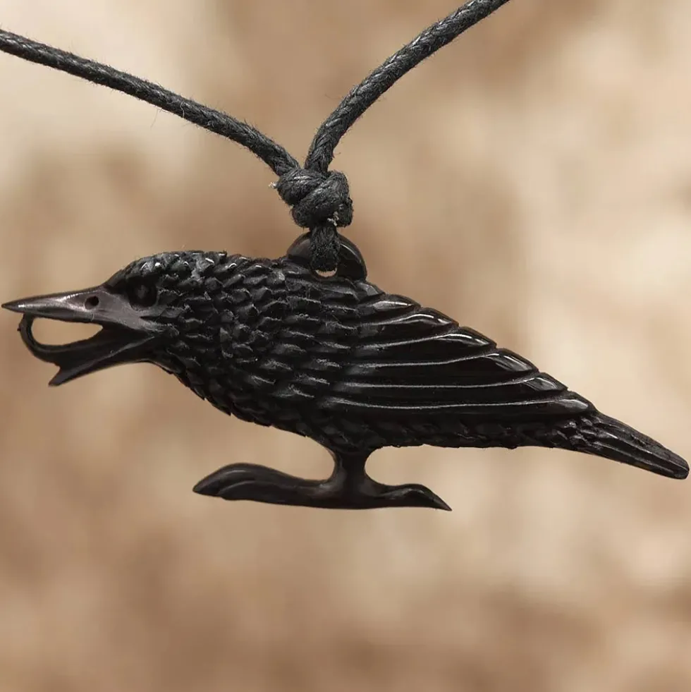 Schmuck Rabe Hornschmuck Kettenanhänger