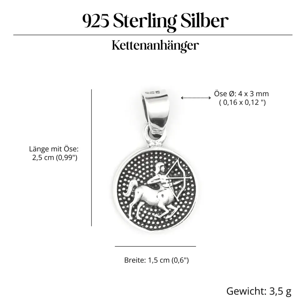 Schütze Schmuck Astrologie Sternzeichen 925 Silber Anhänger Schmuck