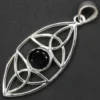 Schwarzer Onyx Edelstein keltischer 925 Silberschmuck Anhänger