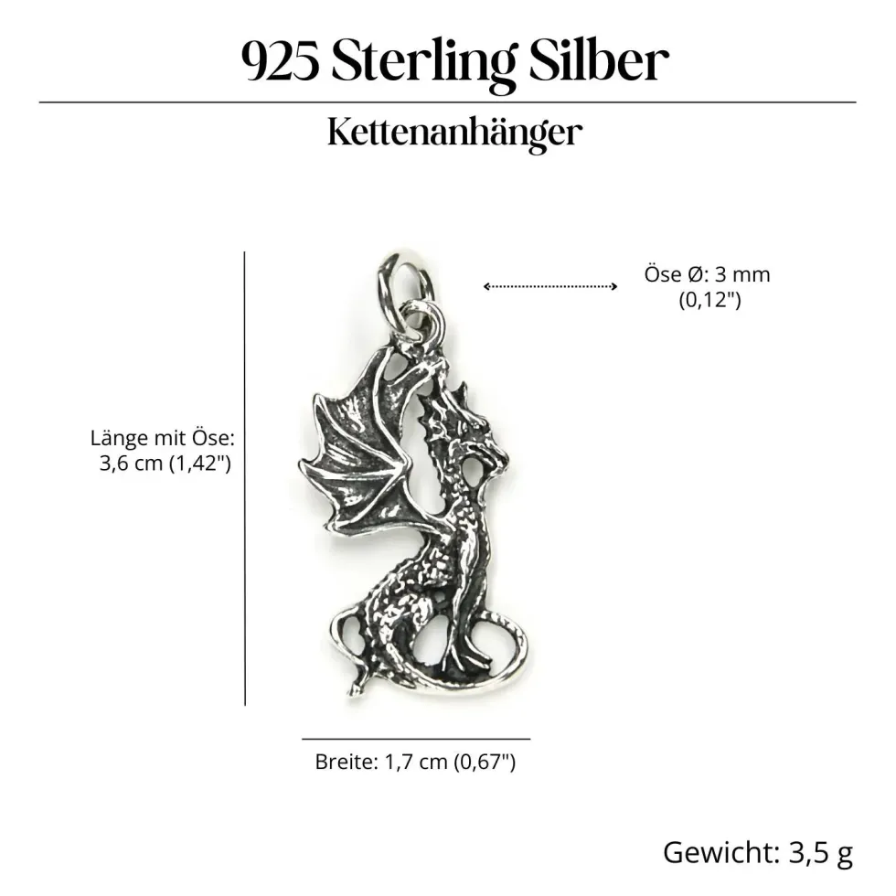 süßer kleiner Drache 925 Silberschmuck Anhänger