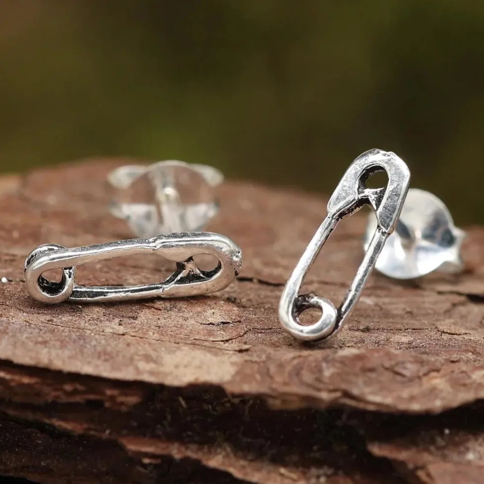 Sicherheitsnadel Ohrstecker 925 Silber Ohrschmuck