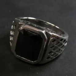 Siegelring Herren Stein Zirkonia schwarz edel ausgefallener Männerring 925 Silber