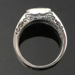 Siegelring Herren Stein Zirkonia schwarz edel ausgefallener Männerring 925 Silber
